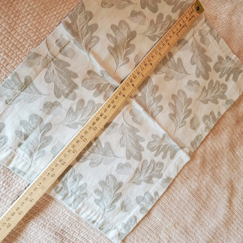 Pottery Barn Oak Leaf Cotton Cloth Napkins Set of 3 Sage Green Cream Jacquard